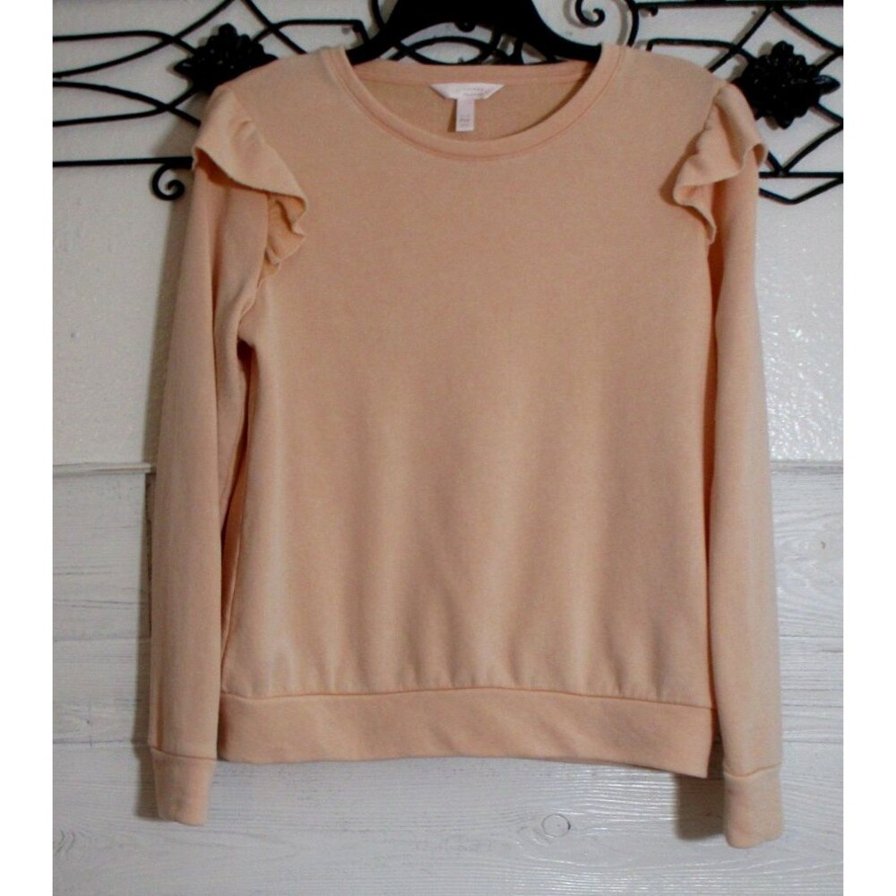 LC Lauren Conrad Women's Top Size PM Peach Long Sleeve Round Neck